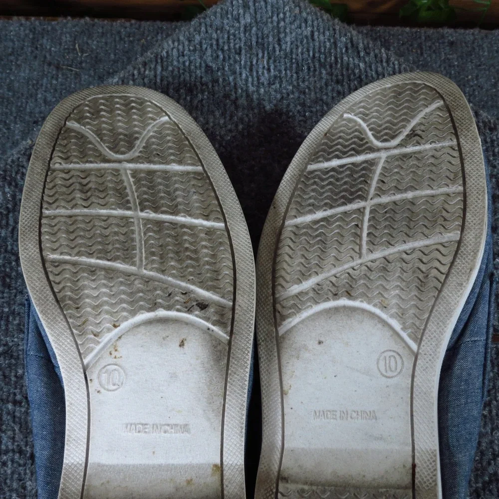 Old Navy Mens Denim Boat Shoe Size 10 Casual Coastal Blue Chambray Canvas